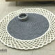 שטיח עגול סרוג | דגם רשת | אפור-שמנת