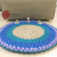 שטיח עגול סרוג | דגם איקסים | מוקה-טורקיז-כחול-סגול | 80 ס"מ