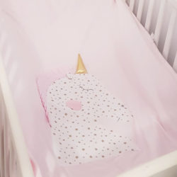 שמיכה חד קרן המתאימה למיטה, עריסה או עגלת תינוק ורוד