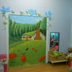 ציור קיר לחדר ילדים - בית בכפר